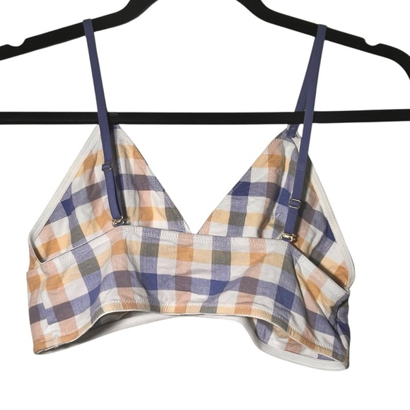 Madewell Blue Yellow Longline Bralette In Rainbow Check Large - Picture 2 of 5